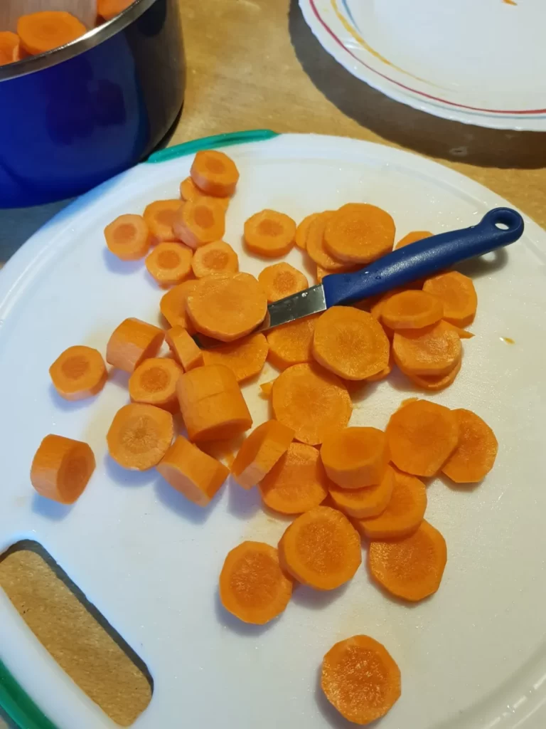 carrots cut into rings
