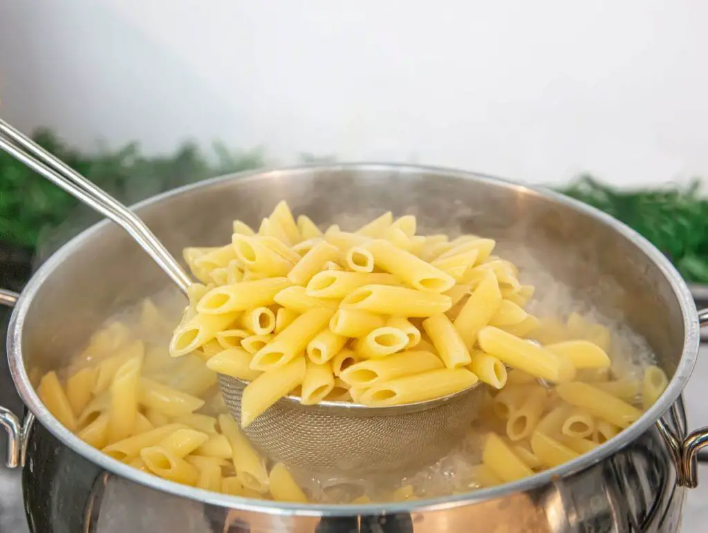 pasta cooked in a pot